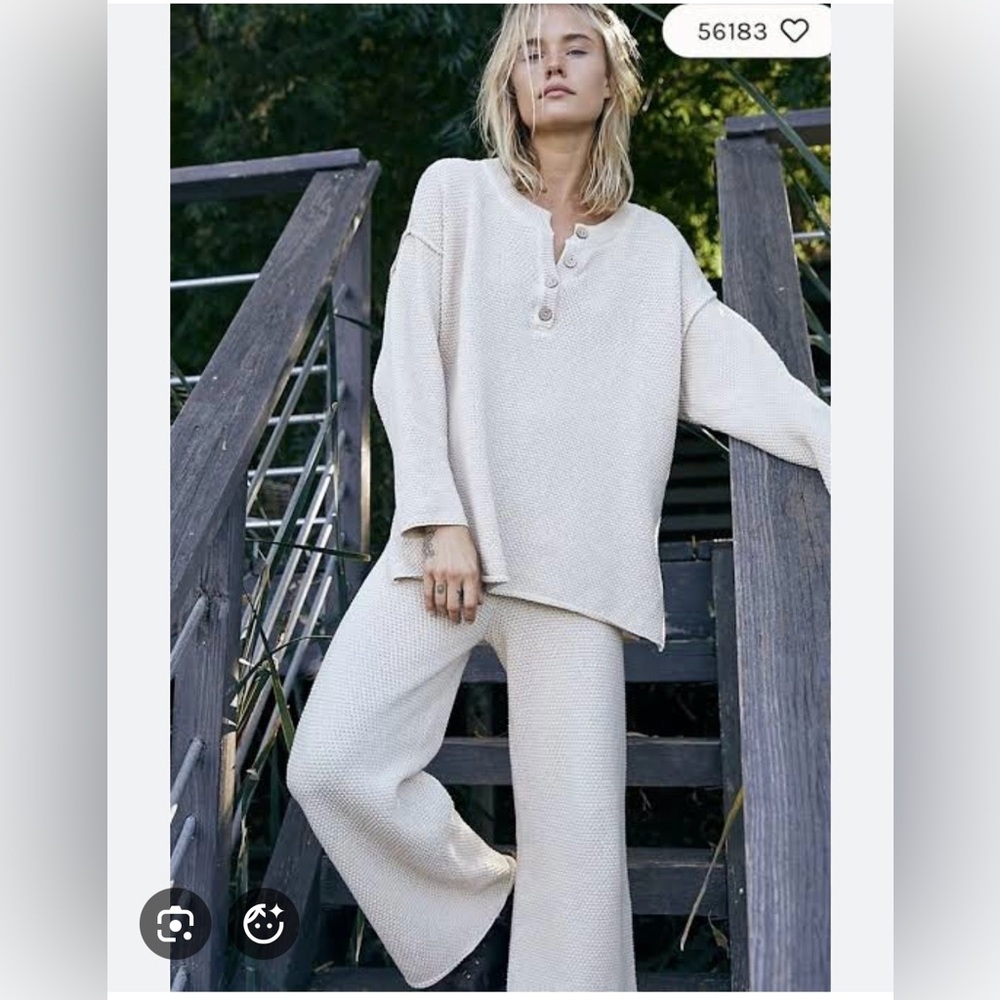 Free People Hailee Cozy Gray Knit Lounge Set